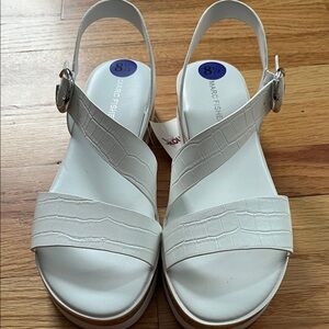 Marc Fisher white Croc-Embossed Sandals